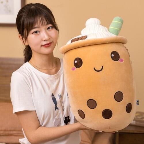 50cm New Kawaii Real life Bubble Tea Cup Plush Toy Pillow Stuffed Fruit Milk Tea Cup Doll Sofa Cushion Kids Girl Lovers Gifts