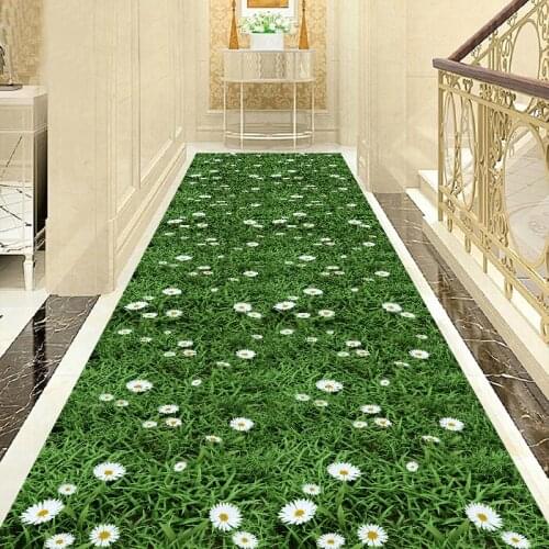3D Green Lawn Hallway Corridor Carpet Soft Hotel Aisle Rug Kitchen Runners Bedroom Rugs Kitchen Mat Modern Area Rug Living Room