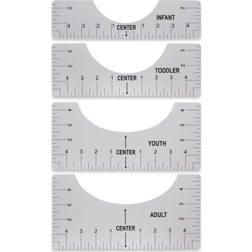 4PCS T-Shirt Alignment Ruler For Guiding T-Shirt Design Fashion Rulers With Size Chart DIY Drawing Template Craft Tool Drafting