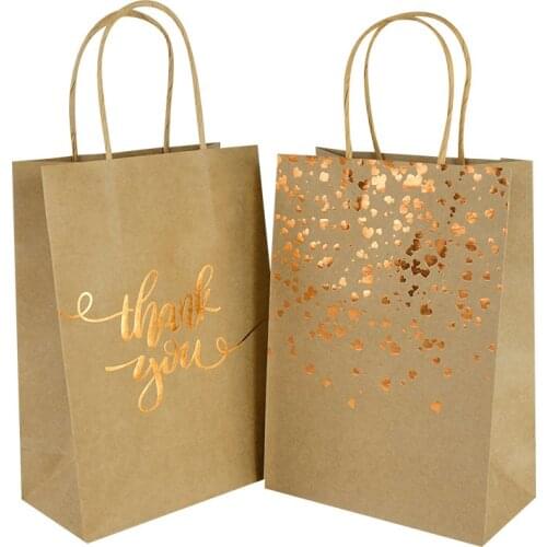 6pcs Kraft Paper Bag with Handle Cookie Candy Gift Packaging Bags Wedding Party Decoration Christmas Navidad 2021 Baby Shower