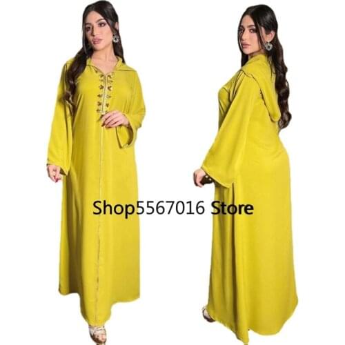 Abaya Dubai Turkey Muslim Hooded Dress Women Moroccan Caftan Elegant Lady Islamic Clothing 2021 Eid Mubarak Djellaba Femme