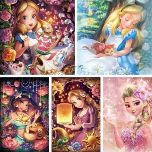 5d Full Square/Round Disney Diamond Painting Diamond Embroidery Cross Stitch Kits Cartoon Jasmine Princess Cinderella Home Decor