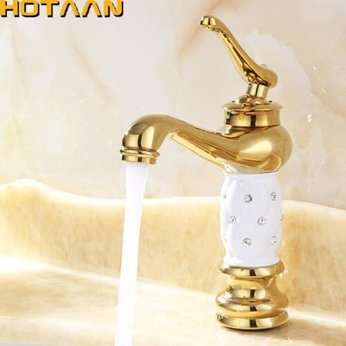 Free Shipping Luxuy New arrival Bathroom gold Basin Faucet Gold finish Brass Mixer Tap with ceramic torneiras para banheiro 5016