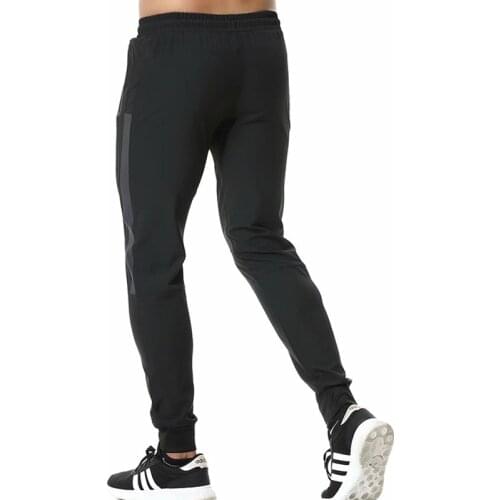 Gym Training Workout Athletic Soccer Running Trousers Black Pants for Men Breathable Sport Sweatpants with Zip Pocket