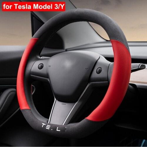 Steering wheel cover leather protective cover For tesla mode 3/model y Steering wheel decoration accessories