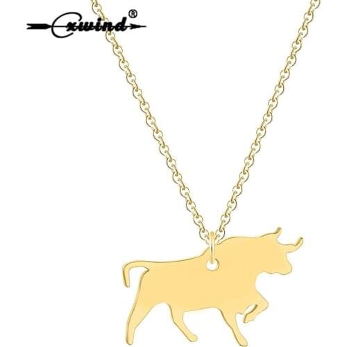 Cxwind Cow Pendants Necklaces Men Bijoux Necklaces Bull Shape Necklace Punk Fashion Stainless Steel Jewelry Collares