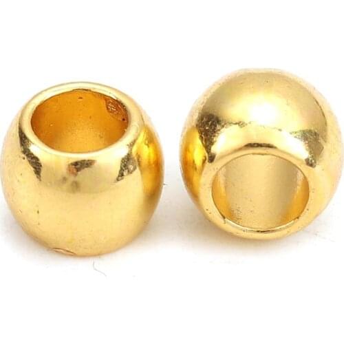 DoreenBeads Fashion Zinc Based Alloy Spacer Beads Round Gold Silver Color Jewelry DIY Charms 7 x 6mm, Hole: Approx 4mm, 100 PCs