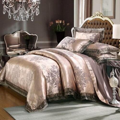 European Pure Cotton Satin Jacquard four-piece quilt cover bed sheet Pillowcase