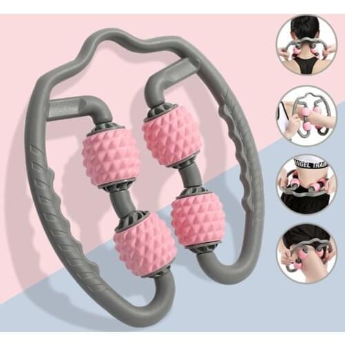 Fitness 4 Wheels Shaft Ring Leg Clamp Massager Muscle Relaxation Rolling Wheel