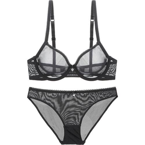 Hot Women ultra thin bra panty Sales Separated set M L XL XXL XXXL sexy gauze transparent invisible B C D E F 75 80 85 90 95 100