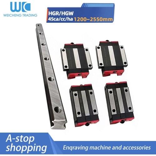 1PC Engraving Machine HGR45 Linear Guide Rail Square/Flange Slider Lengthened Length = 1200MM-2550MM