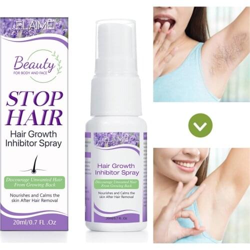 ELAIMEI Hair Growth Inhibitor Spray Painless Hair Removal Body Beard Armpit Intimate Private Part Legs Hair Stop Growing 20ml