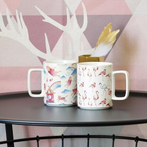Nordic ceramic mug wax white gold pattern flamingo cup coffee cups cute coffee mugs and cups