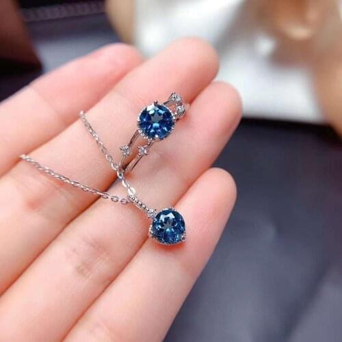 High-Quality Londonland Topaz S925 Sterling Silver Ring Pendant Necklace Fashion Jewelry for women to Party Free Shipping