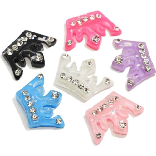 Cute Mix Colors Resin Shiny Rhinestone Crown Flatback Cabochon DIY Hair Bow Center Decoration