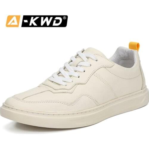 New White Autumn Sneakers Men Fashion Mens Shoes Male Trainers Footwear Brand Walking Casual Shoes Genuine Leather Sneakers Man