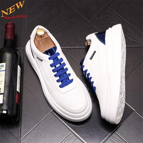 White Leather Fashion Men Shoes Sneakers Hip Hop loafers Platform Casual Shoes Zapatillas Hombre