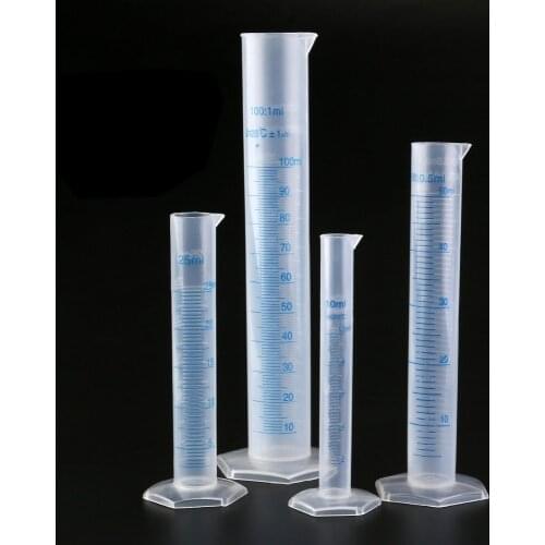 4 pcs Transparent Plastic Measuring Cylinder Graduated Cylinder Lab Test Tube 10ml,25ml,50ml,100ml