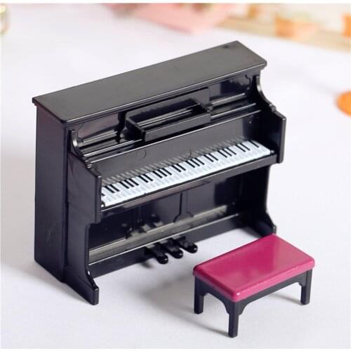 Mini Furniture Model Upright Piano And Bench Piano Stool Decoration Scene Shooting Props Piano Ornaments