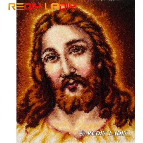 Latch Hook Kits Make Your Own Rug Jesus Christ Tapestry Crochet Cushion Mat DIY Carpet Rug Set Pre-Printed Canvas Hobby & Crafts