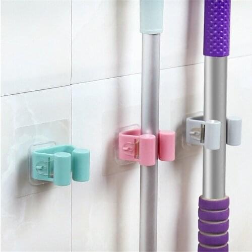 Wall-mounted Powerful Mop Holder Household Bathroom Hook Holder Broom Holder Storage Rack Bathroom Accessories