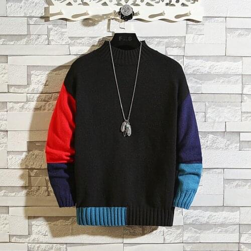 2020 New Knit Black Sweaters Korea MenS Turtleneck Long Sleeves Autumn Winter Pullover Knitted O-Neck Plus OverSize 5XL 6XL 7XL