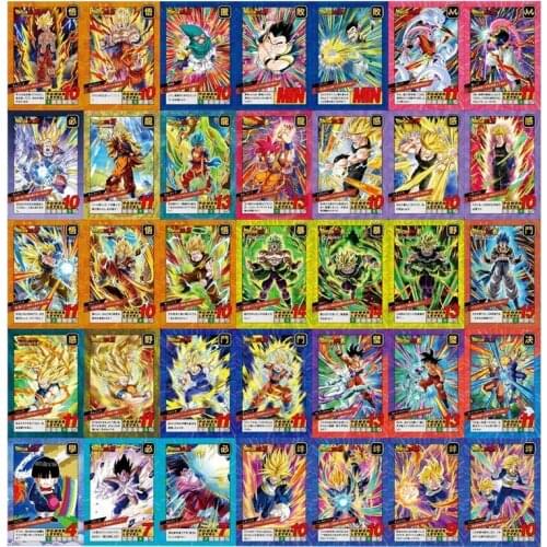 New Out of Print Limit Anime Dragon Ball Cards Crack Down Color Doll Son Goku Saiyan Figure Flash Card Collection 54pcs/set