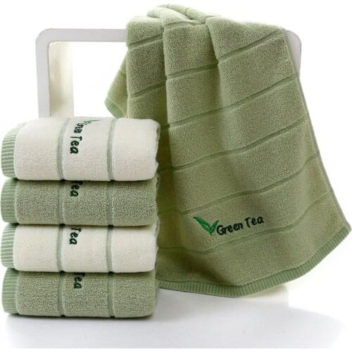 New Super Soft Striped Green Tea Cotton Terry Towels for Adults toalha Face Hand Towels Bathroom Camping Yoga Towel 2PCS/lot