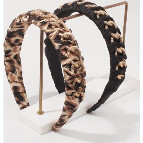 Retro Charm Leopard Black Hairband Metal Chain Headbands For Women Jewelry New Fashion Headwear Accessories Female Hair Hoop