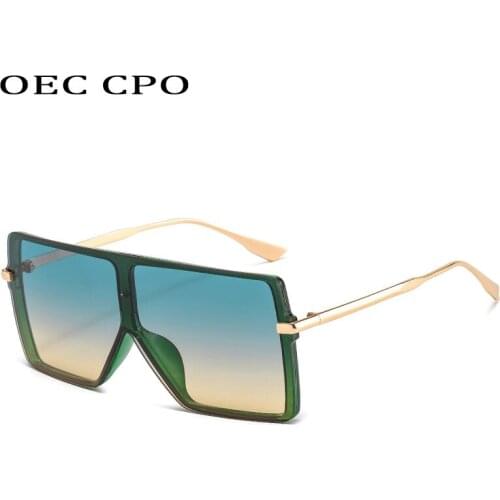 OEC CPO One Piece Square Sunglasses Women Oversized Trendy Sun Glasses For Female Flat Top Shades Oculos Lunette De Soleil Femm