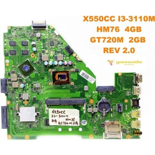 Original for ASUS X550CC laptop motherboard X550CC I3-3110M HM76 4GB GT720M 2GB REV 2.0 tested good free shipping