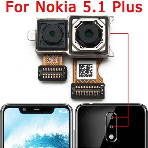 Original Rear Camera For Nokia 5.1 Plus 5.1Plus X5 Back View Main Big Backside Camera Module Flex Cable Replacement Spare Parts