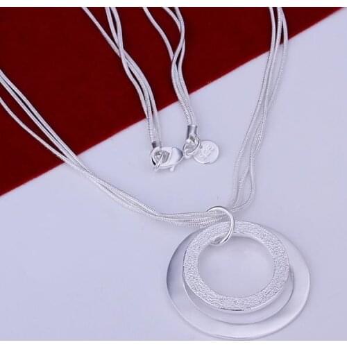 N056 Silver Color Necklaces Silver 925 Jewelry Pendant Fashion Jewelry Double O Necklace /bvxaknea Chpakywa