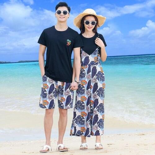 Korean couple clothing tshirts college fashion style pair lovers women summer beach dress family matching clothes outfit wear 12