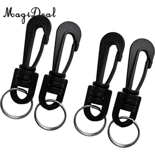 4 Pieces Plastic Swivel Snap Hooks Split Rings Keychain Clip Scuba Dive Gear Torch Compass Hanger Key Holder