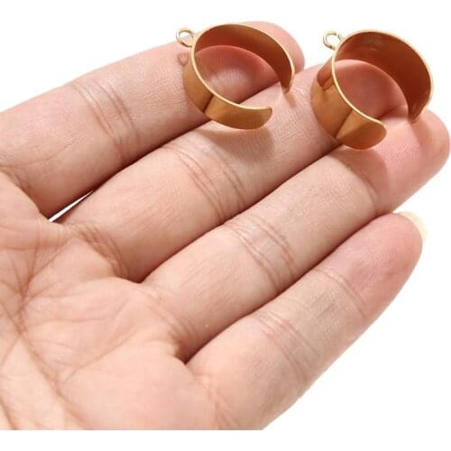 10pcs Gold Plated Stainless Steel 22mm*10mm Open Round Circle Charms Pendents Connectors For DIY Jewelry Making Findings