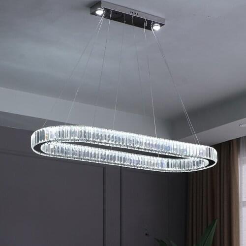 Simple modern light luxury crystal chandelier restaurant bar living room oval led lamp