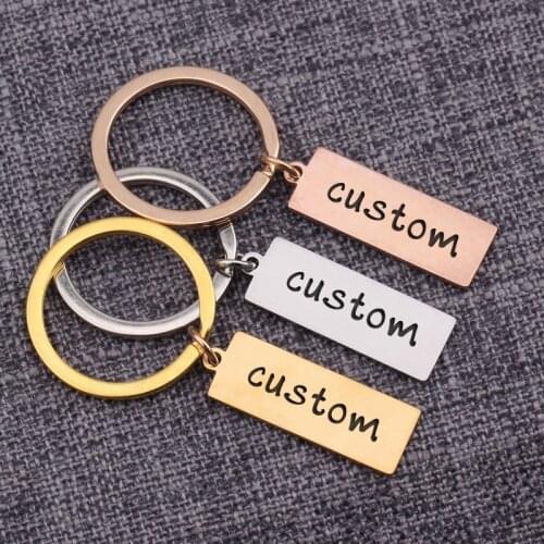 Size Choose Engraved Keychain Custom Keyrings Any Language Personalized Gift To Husband Wife Friends Couple Lovers Key Holder