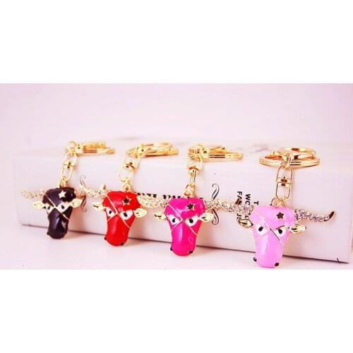 Steampunk Crystal Zodiac Animal Keychain Gold Metal Rhinestone Keychains Men Car Bag Accessories Women Cow Car Keyring Wholesale