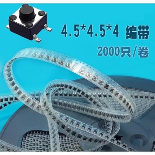 4.5*4.5*3.8/4mm 4 Pins SMT Taping Thin Touch Tact Switch SMD Black Tape Style Push Button Switch Hight Quality
