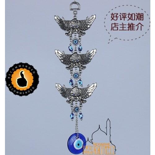 Turkey blue eyes ornaments handicraft Muslim peace Eagle triple row evil pendant jewelry ornaments