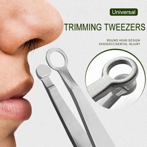 Universal Nose Hair Trimming Tweezers Round Tip Eyebrow Tweezer Perfectly Steel Nose Hair Removal Tweezers