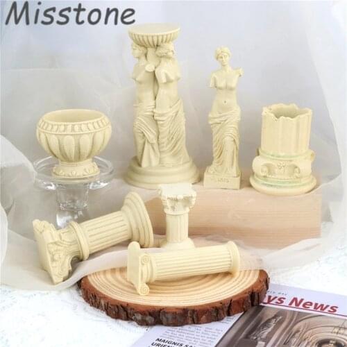 Vintage Roman Column Silicone Candle Mold Male Plaster Statue 3D Pillars Handmade Body Art Child Decorating Soap Tool