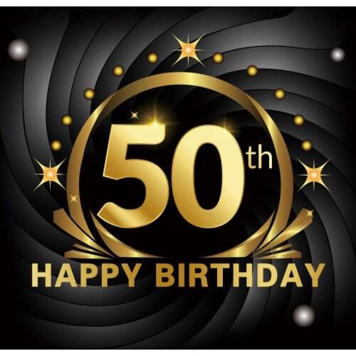 Gold 30th 40th 50th Happy Birthday Backdrops Photography Square Size Black Women Evening Party Celebration Photo Background
