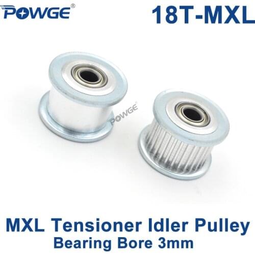 POWGE Inch 18 Teeth MXL synchronous Pulley Idler Tensioner Wheel Bore 3mm with Bearing Guide Regulating pulley MXL 18teeth 18T