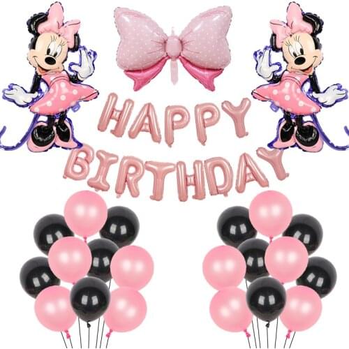 1set Disney Minnie Foil Balloons Set Mickey Mouse Balloon Birthday Party Decoration Baby Shower Kids Toy Air Globos Supplies