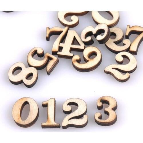 100pcs 11x15mm Natural wooden number handmde Scrapbooking Craft For Home Decoration MT0922