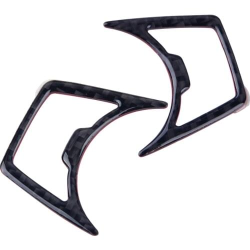 2Pcs/set Black Luxury Carbon Fiber Headlight Switch Frame Button Cover Trim Fit for ford Mustang 2015 2016 2017 2018