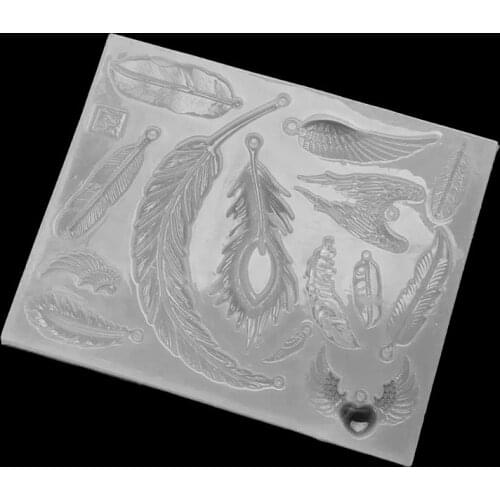 3-D 3-D feather shape epoxy resin ultraviolet glue process silicone mould creative DIY art pendant brooch jewelry tools manual