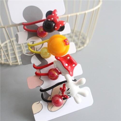 4pcs Disney cartoon children Mickey rubber band head rope set cute palm hair rope girls head rope set